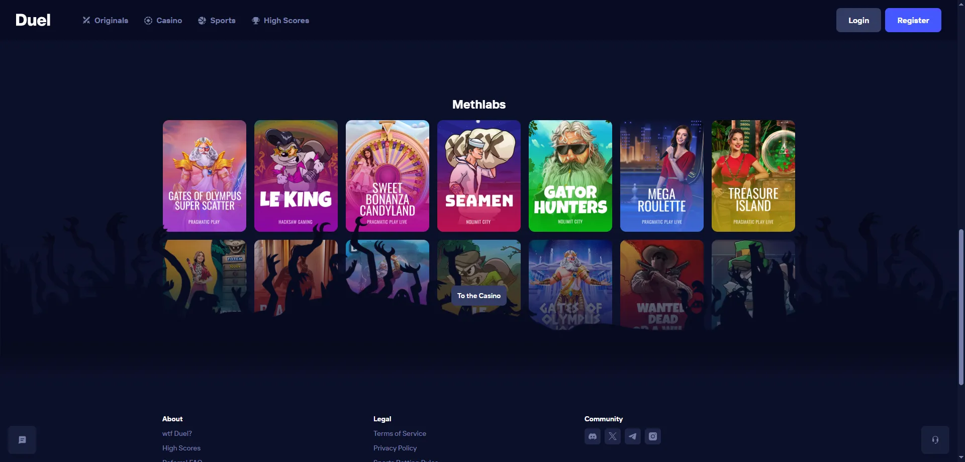 Catálogo de tragamonedas y juegos en Duel Casino MX